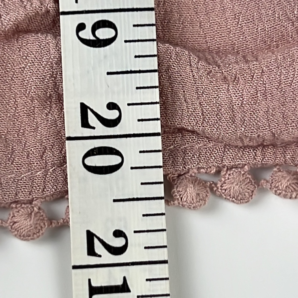 Aeropostale Eyelet Trim V-Neck Rose Pink Floral Ruffle Tank Top Sz: S - Picture 8 of 9